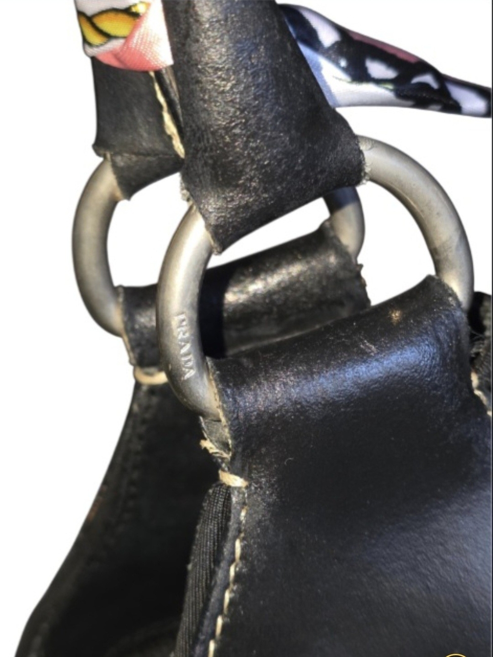 Prada Tessuto Half Moon Buckle Shoulder Bag With Leather Trim & Silver Hardware - Picture 8 of 16